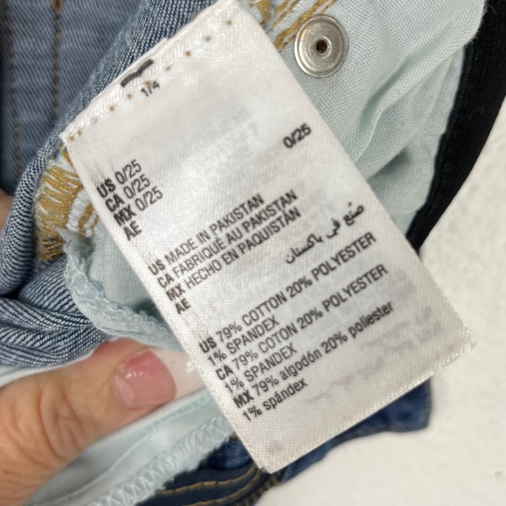 INC Denim Sculpting Fit Wide Leg Jeans Medium Wash Frayed Hem 0/25 Distressed - Picture 7 of 8
